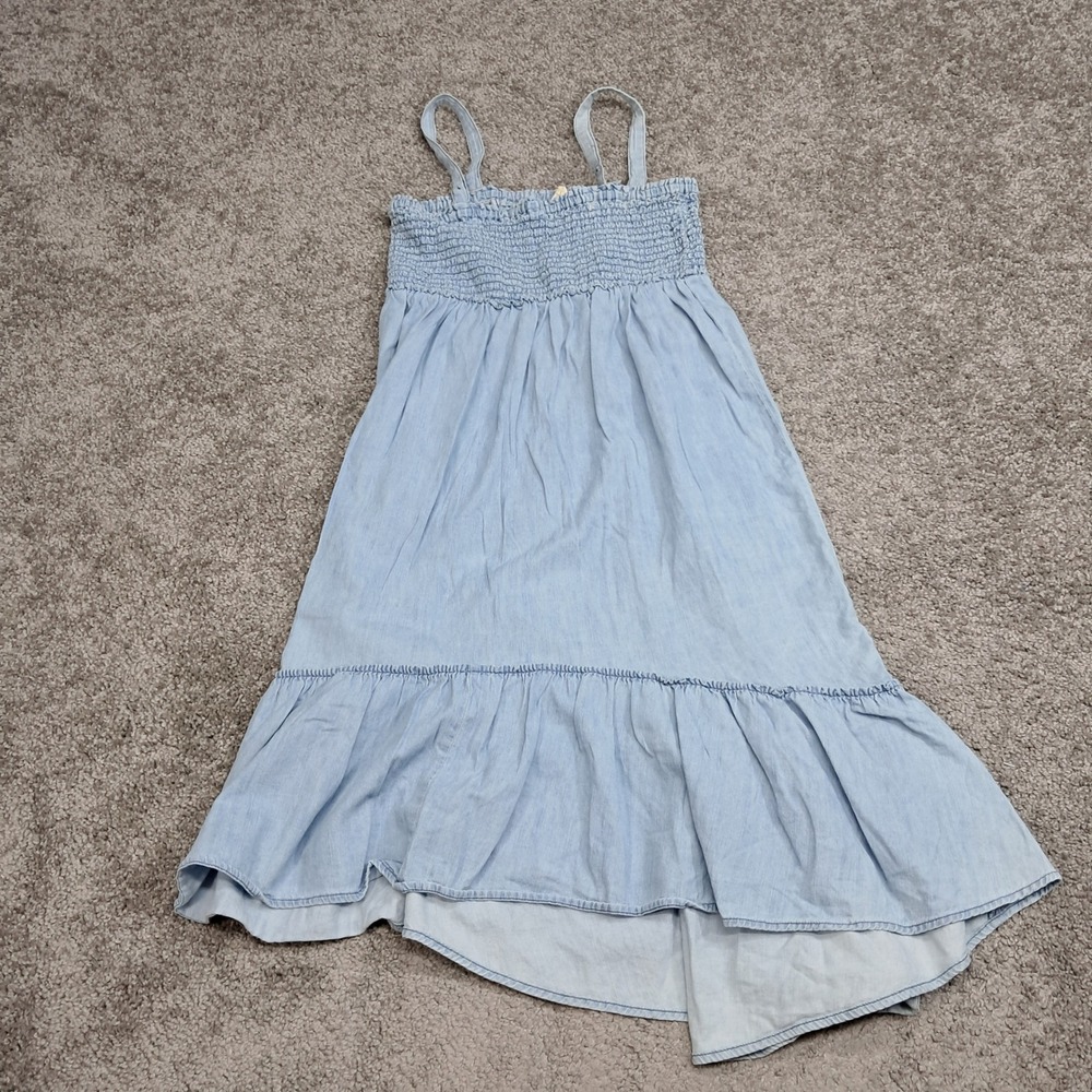 Mudd Womens Light Wash Cotton Smocked Tiered Denim Dress Blue Size 16 RN73277